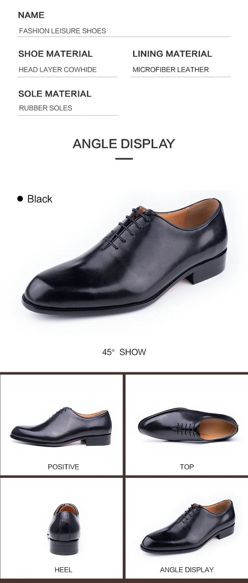 Men's Leather Casual Oxford Shoes Comfortable Lace-Up Business Footwear